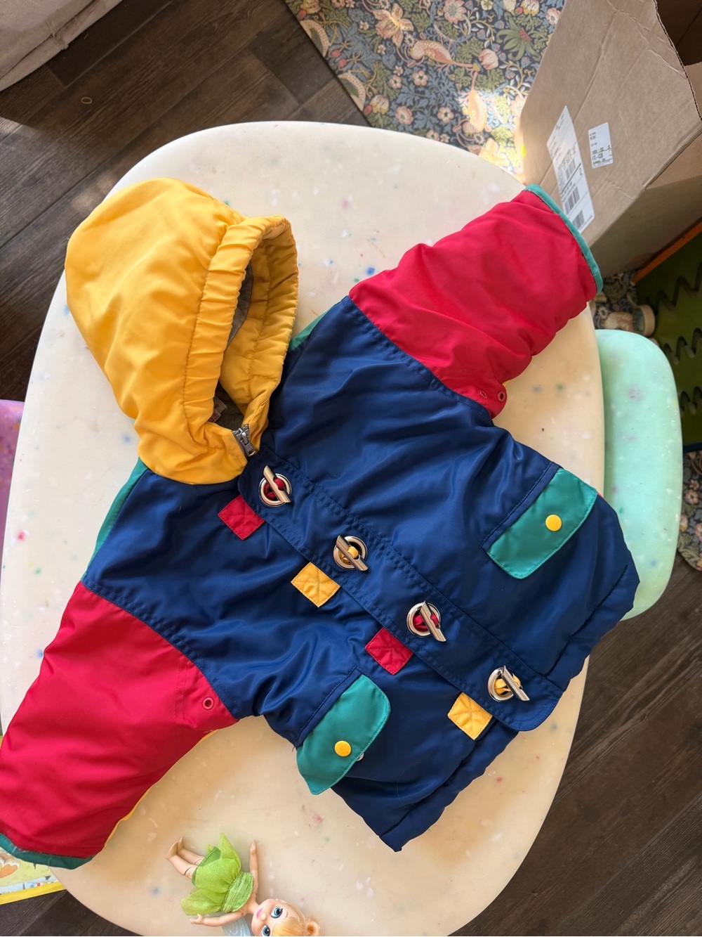 Rainbow tag Gymboree Colorblock Kids Hooded Winter Jacket - Navy, Red & Yellow